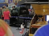 A view of the \'41 Ford and the wet bar in the teardrop camper